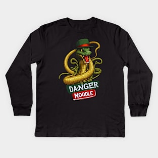 Danger Noodle | Vintage Rattlesnake Biology Art Funny Snake Kids Long Sleeve T-Shirt